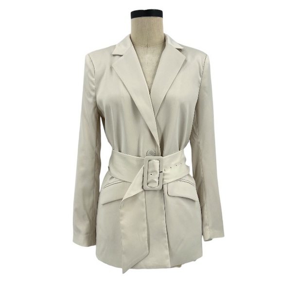 House of Harlow 1960 Jackets & Blazers - House of Harlow 1960 Satin Belted Blazer Cream SZ XS